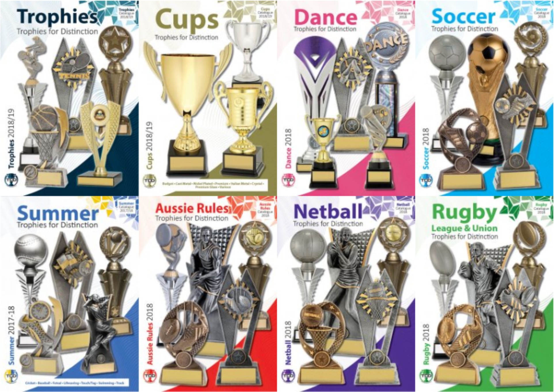Image of trophies in the trophies for distinction range